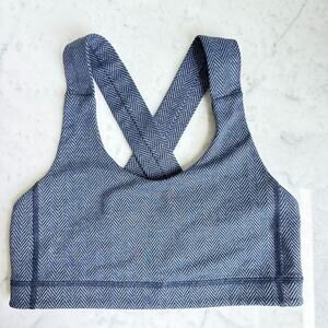 Lululemon All Sport Bra Blue Black Chevron Print Sports Bra Size 6